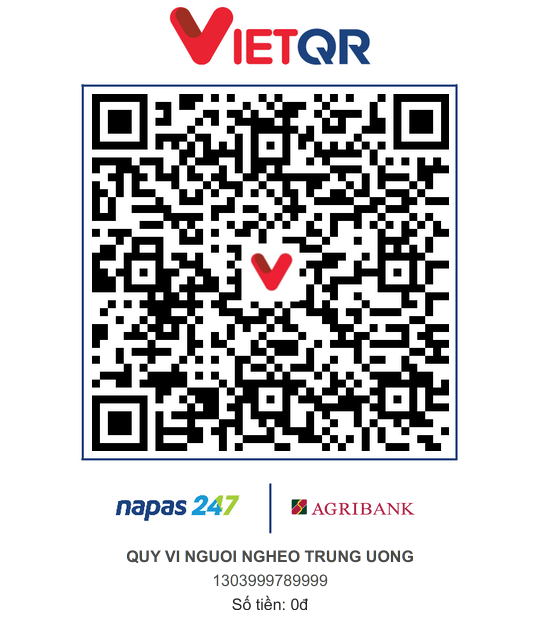 Mã VietQR chuyển khoản tới Quỹ Vì người nghèo Trung ương