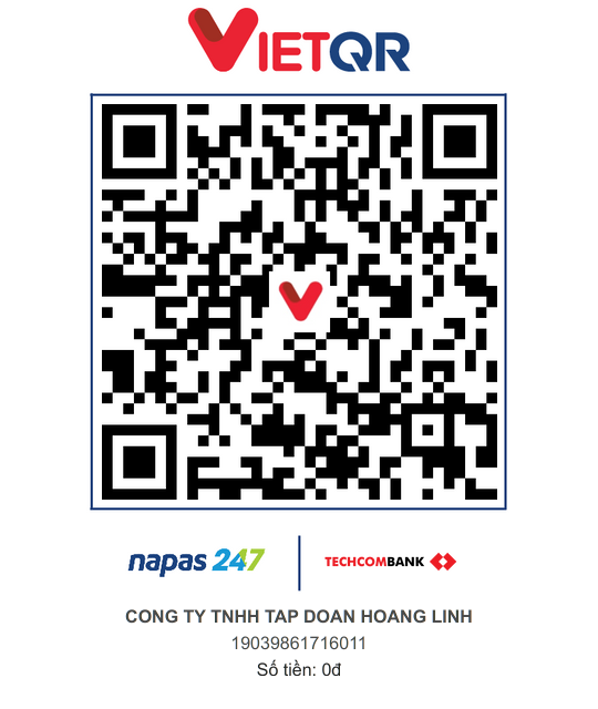 Mã QR chuyển khoản Techcombank 1903 9861 716011 — CT TNHH Tập đoàn Hoàng Linh
