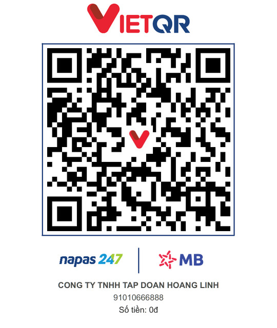 Mã QR chuyển khoản MB Bank 9101 0666 888 — CT TNHH Tập đoàn Hoàng Linh