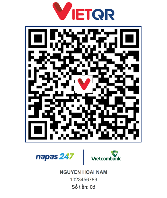 Mã QR chuyển khoản tới NGUYEN HOAI NAM