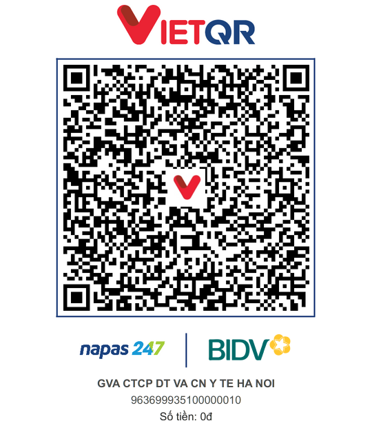 Mã VietQR BIDV GVA 01133 CTCP DT va CN y te Ha Noi