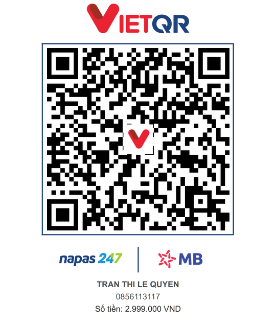 Mã QR chuyển khoản MB Bank 0856113117, số tiền 2.999.000đ