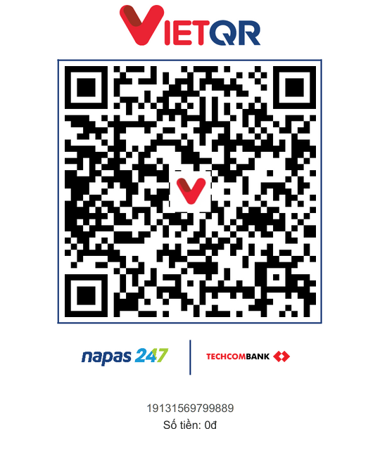 Mã QR VietQR chuyển khoản Techcombank số tài khoản 19131569799889