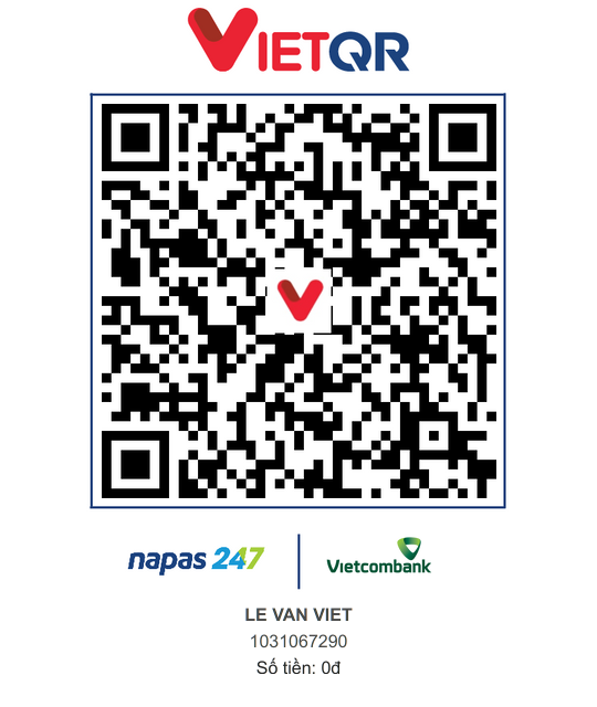 Mã QR thanh toán VietQR - Chuyển khoản mời Việt cafe qua Vietcombank